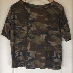 Camo tee t-shirt crop loose top XL